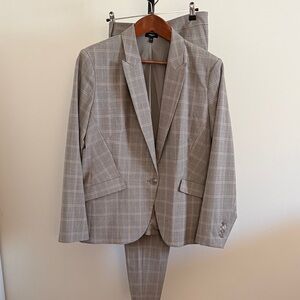 Express Women's Gray Plaid Single-Button Blazer